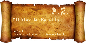 Mihálovits Rozália névjegykártya
